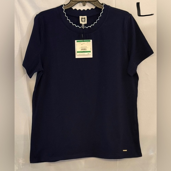 Anne Klein Tops - Anne Klein Navy Tee with White Trim